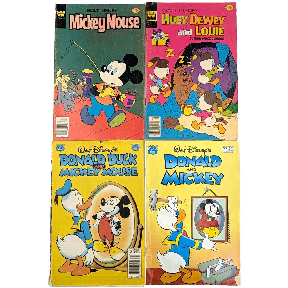 Disney Comic Book Lot 4 Issue Mickey Mouse 197 Junior Woodchucks 51 Donald VG VF